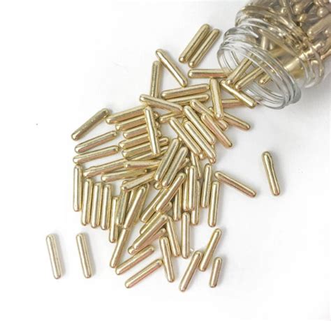 Gold Metallic Rods Sprinkles Dragees Sugar Sprinkles Jimmies Etsy