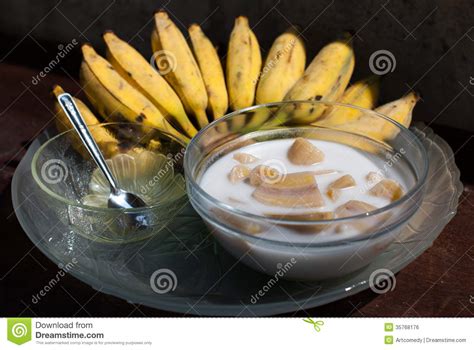 Banana In Coconut Milk Thai Desert Stock Photo Image Of Asian