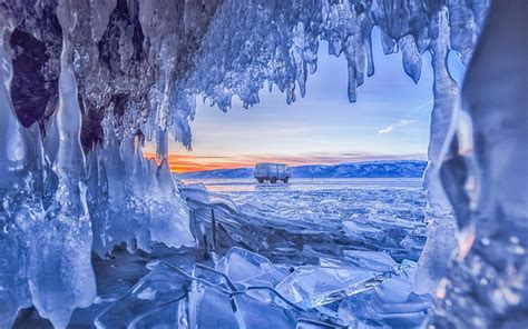 Frozen Lake Baikal Russia Lake Baikal Russia Jaguar Ice Cave East