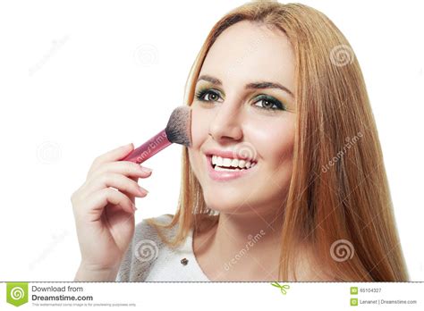 Woman Applying Blusher Stock Image Image Of Girl Beauty 65104327