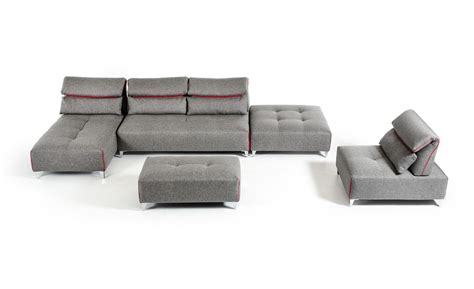David Ferrari Zip Modern Grey Fabric Modular Sectional Sofa