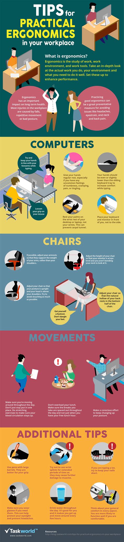 Tips For Practical Ergonomics In Your Workplace Infographic Office