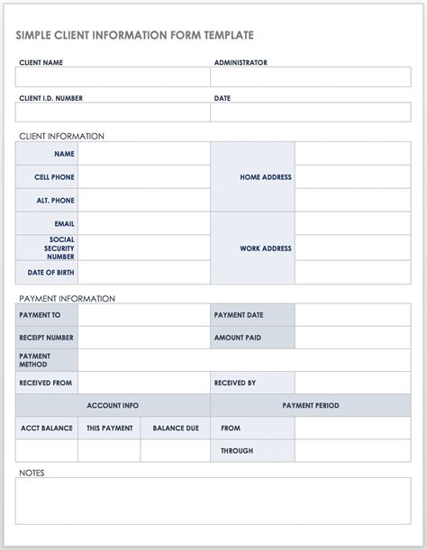 Free Client Information Forms Templates Smartsheet