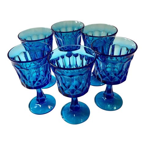 Noritake Blue Glass Goblets Set Of 6 Chairish