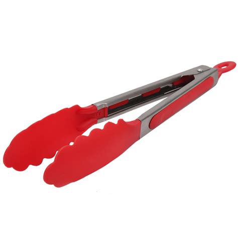 1 Piece 10 Inch Bbq Tongs Silicone Cover Handle Kitchen Tongs Lock Design Barbecue Clip Clamp