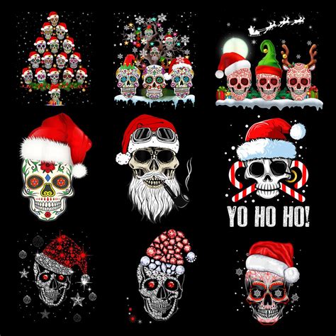 Skull Christmas Santa Hat Sugar Skull Skull Christmas Tree Etsy