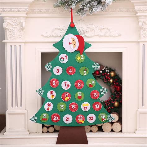 Felt Countdown To Christmas Advent Calendar Xmas Tree T Wall Hanging