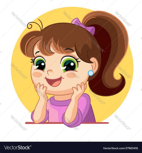cartoon funny girl face emotion royalty free vector image