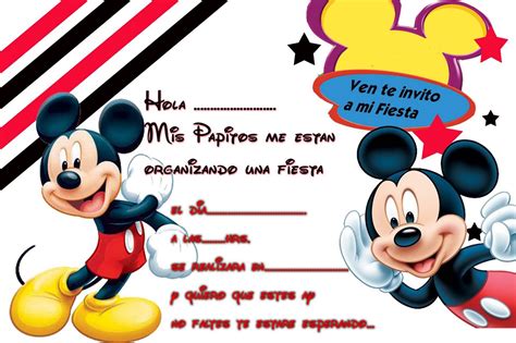 Invitaciones Cumple Mickey Mouse