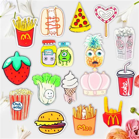 5pcs lot cartoon ice cream fries strawberry hamburgers brooch acrylic pin badge icons backpack