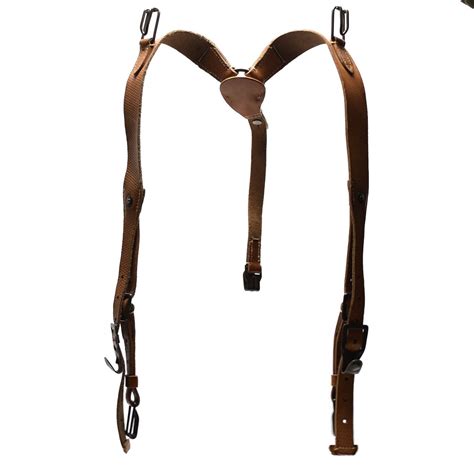Original Czech Army Y Strap Leather Suspenders Harness Military