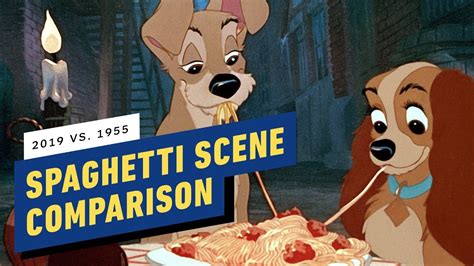 Disneys Lady And The Tramp Spaghetti Scene Side By Side Comparison