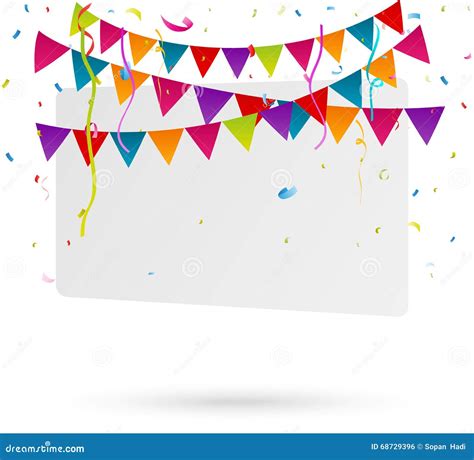 Celebration With Party Flags And Confetti Stock Vector Illustration