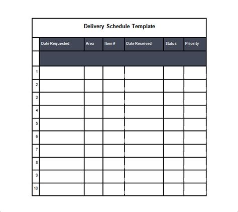 Delivery Schedule Template Excel Printable Schedule Template
