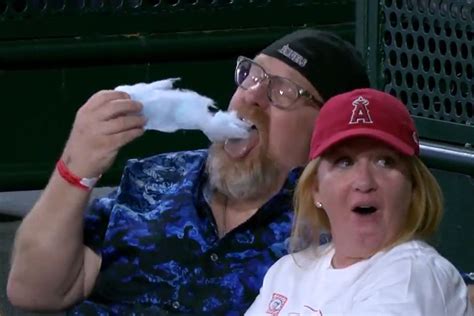 Los Angeles Angels Announcers Do Play By Play Of Fan S Cotton Candy Form Free Beer And Hot Wings