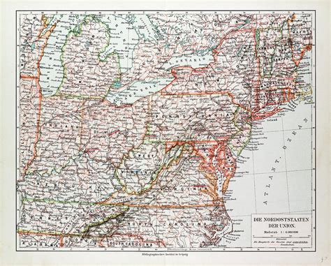 Map Of The North East Of The United States Of America 1899 Drawing By