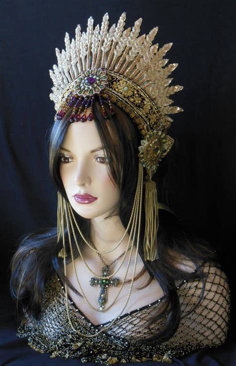Sale Fantasy Crown Gold Golden Goddess Headpiece Headdress Etsy Fantasy Crown Fantasy Hair