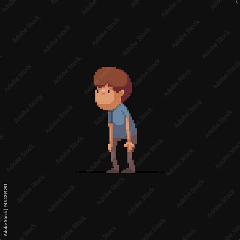 Pixel Art Male Character Staring At Something At The Side Vector De