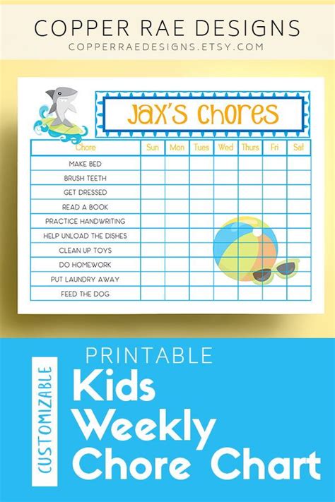Kids Weekly Chore Chart In 2020 Chore Chart Kids Weekly Chore Chart