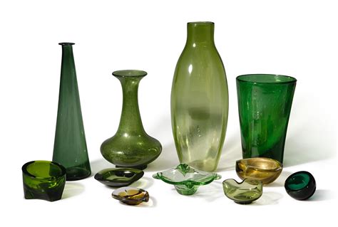 Artist Unknown Group Of Eleven Green Glass Objects Marc Jacobs A