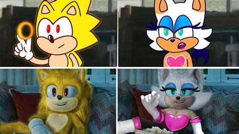 Sonic The Hedgehog Movie Super Sonic Vs Rouge Uh Meow All Designs