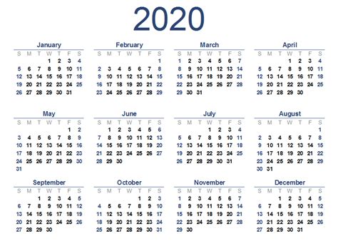 Free Printable 2020 Calendars With Holidays Calendar Templates