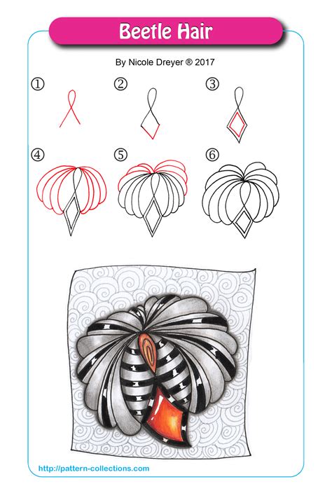 Beetle Hair By Nicole Dreyer Zentangle Patterns Zen Doodle Patterns
