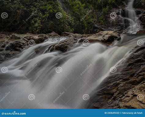 Beautiful Waterfall With Silky Water Shot At Long Exposure Stock Image