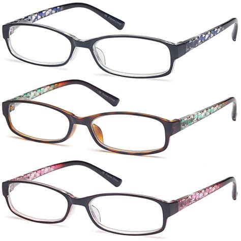 Gamma Ray Readers 4 Pack Of Thin And Elegant Womens Reading Glasses With Beautiful Patterns For
