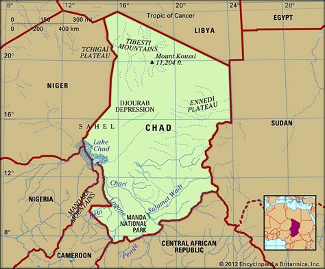 North Africa Physical Map Lake Chad