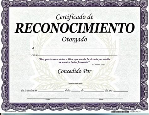 Certificado De Reconocimiento 1 Corintios 1557 Distribuidora Pan