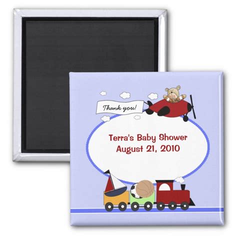 Airplane And Train Baby Shower Favor Magnet Zazzle