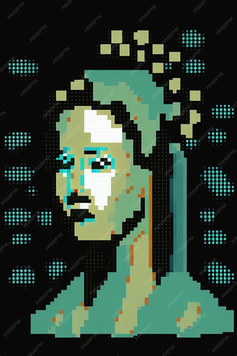 Premium Ai Image A Pixel Art Of A Woman With A Blue Face