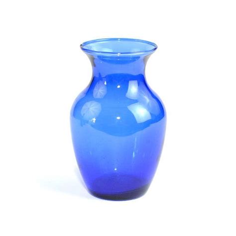 Cobalt Blue Glass Vase Artisan Hand Blown Fluted Elegant Etsy Blue Glass Vase Hand Blown