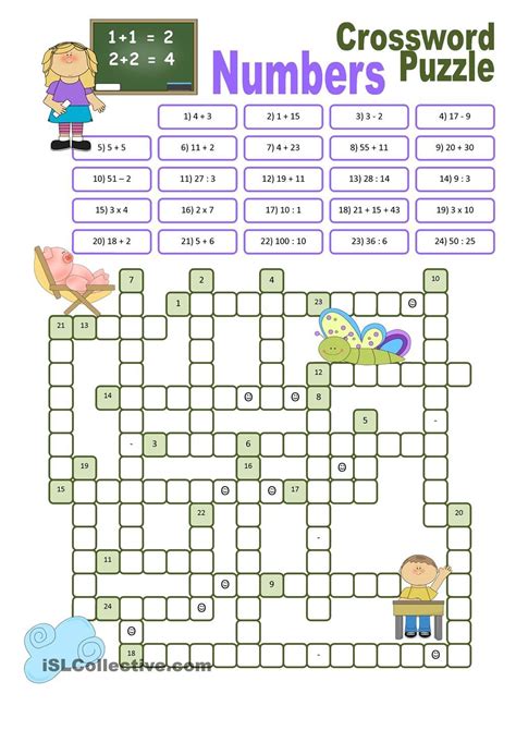 Crossword Puzzle Numbers Salas De Aula De Inglês Atividades Em