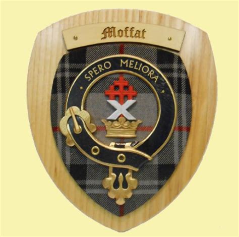 Moffat Clan Crest Tartan 7 X 8 Woodcarver Wooden Wall Plaque For