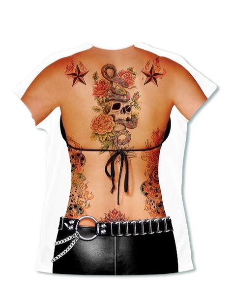 Tattoo Lady Shirt Fake Tattoo Frauen T Shirt Tattoo Design Horror Womens Halloween