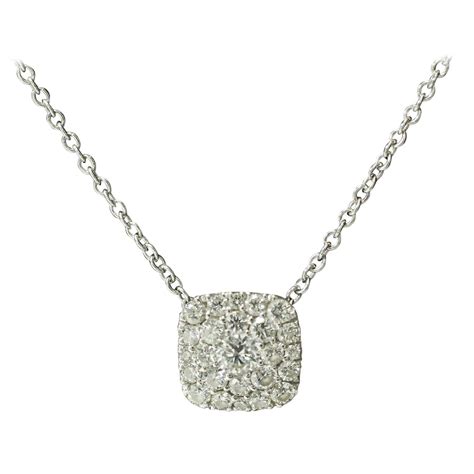 Diamond Set Disc Pendant With Two Diamond Set Circle Drops 14k White