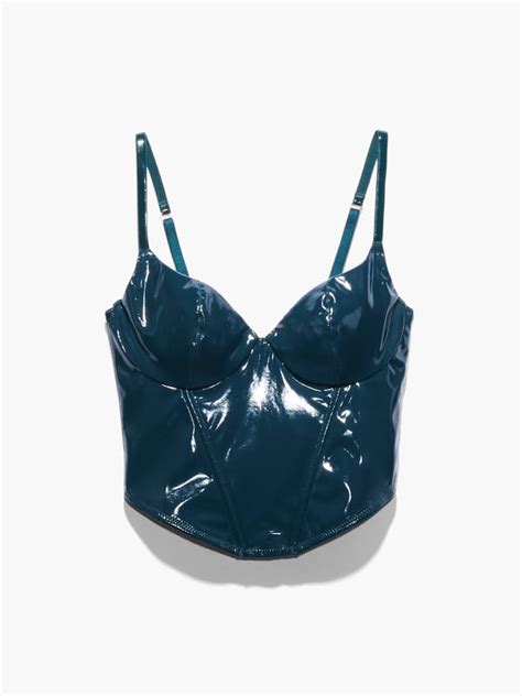 Leather Tease Vinyl Bustier In Blue And Green Savage X Fenty Netherlands