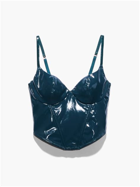 Leather Tease Vinyl Bustier In Blue Green SAVAGE X FENTY Spain