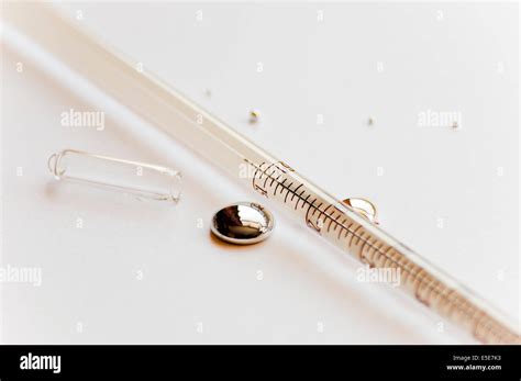 Mercury Glass Thermometer Broken Stock Photo Alamy