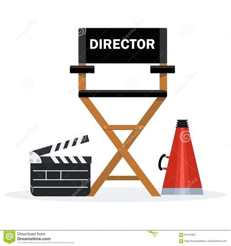 Cartoon businessman with director cut. Black director chair stock vector. Illustration of bright ...