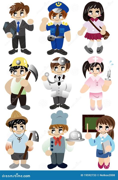 Cartoon People Work Icon Set Stock Vector Illustration Of Chef Play