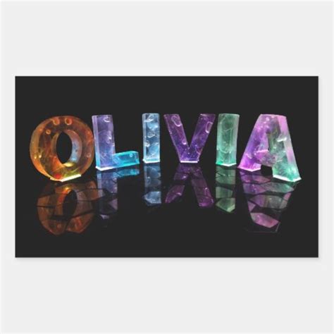 The Name Olivia In 3d Lights Photograph Rectangular Sticker Zazzle