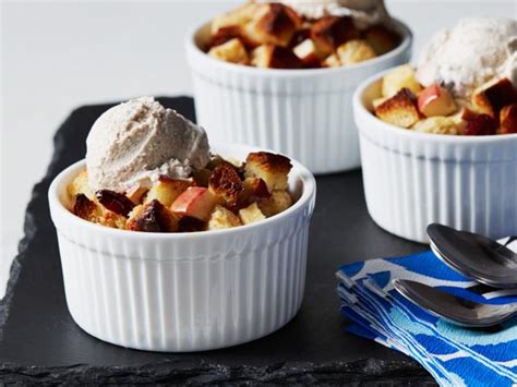Individual Apple Bread Puddings With Spiced Ice Cream Recipe Food