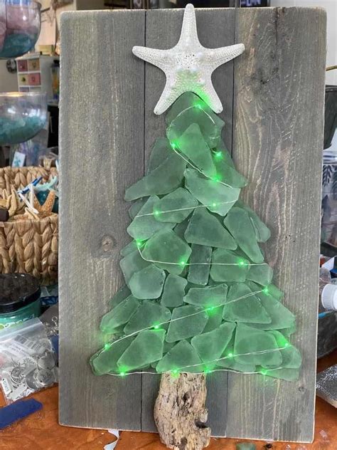 Sea Glass Christmas Trees Sea Crafts Sea Glass Crafts Sea Glass Art Seashell Crafts Sea
