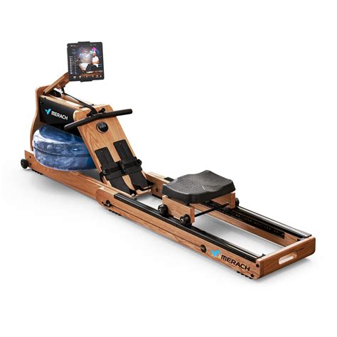 Merach Foldable Water Rowing Machine Dual Resistance Wood