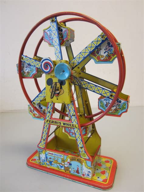 Vintage Chein Tin Litho Wind Up Toy Disneyland Ferris Wheel Mickey