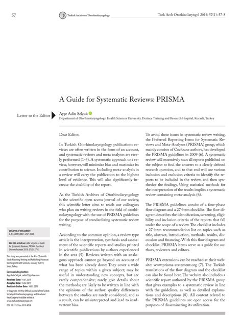 Pdf A Guide For Systematic Reviews Prisma