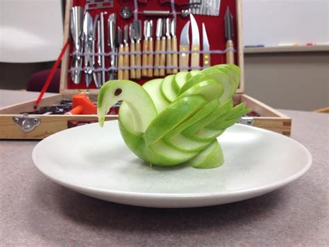 Green Apple Swan Fruit And Vegetable Carving Vegetable Carving Food